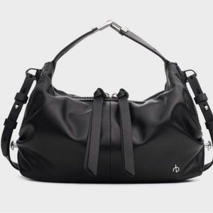 Rag & Bone Black Leather Top handle Convertible crossbody bag with silver